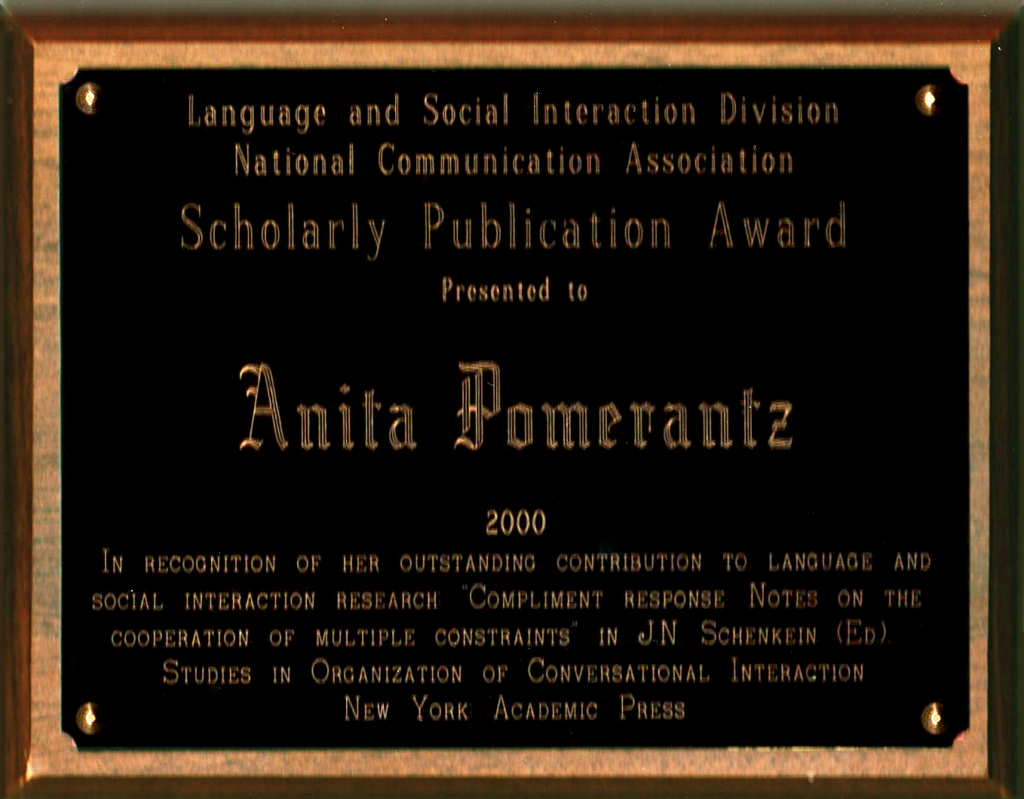 Language and Social Interaction Division of the National Communication Association Scholarly Publication Award